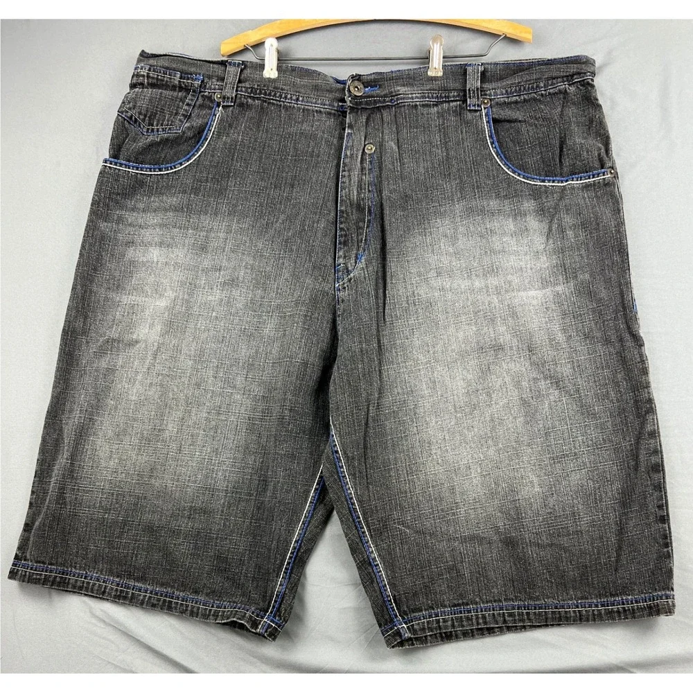 Evolution In Design Denim Shorts Mens 48 Black Blue Fade Baggy Y2K Hip Hop Jean